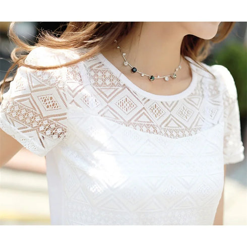 Chiffon Lace Detail Blouse for Women