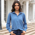 Elegant Long Sleeve Turn Down Collar Blouse