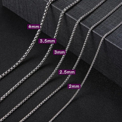 Long Box Chain Necklace in Stainless Steel