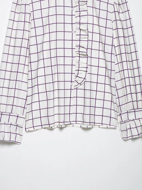 Elegant Ruffled Purple Casual Blouse for Women