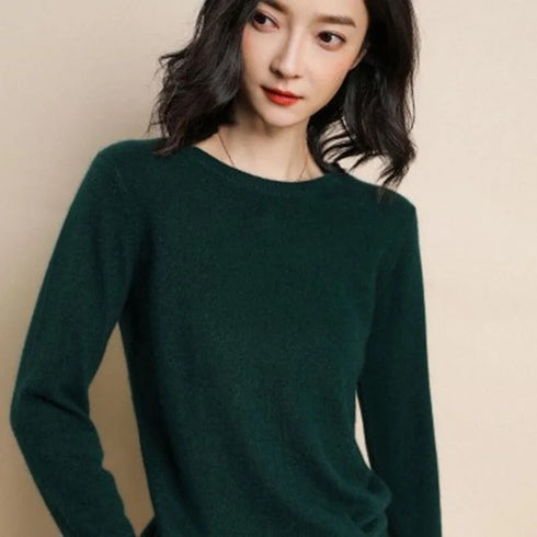 Women's O-Neck Casual Knit Pullover Sweater