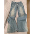 Botvotee Vintage Low Waisted Straight Leg Jeans - Light Blue