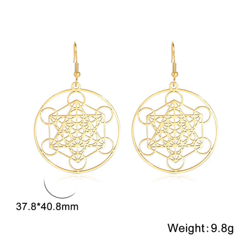 Skyrim Metatron Cube Dangle Earring Spiritual Jewelry for Women