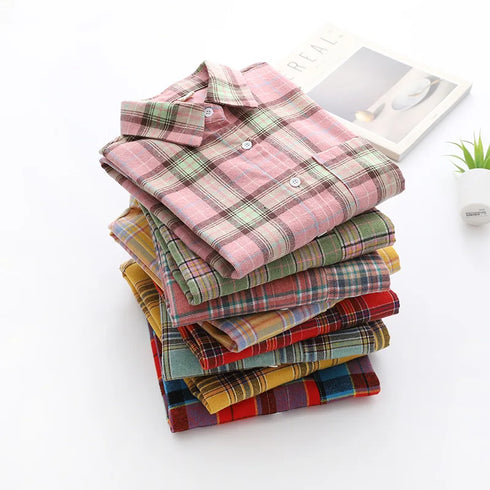 Casual Women's Flannel Plaid Shirt - Autumn Collection