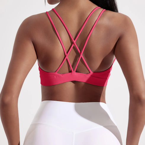 Solid Colour Cross Back Sport Bra for Women