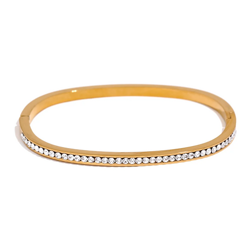Two Shape Round Square Colourful Zirconia Bracelet Bangle