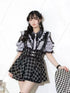 Noemi Inspired Ruffle Bow Top - Japanese Dark Femme Off-Shoulder Blouse, Lace Trim Bell Sleeve Shirt for Yami Kawaii & Lolita