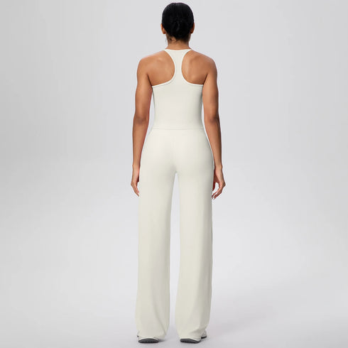 Backless Yoga Set with Wide Leg Pants