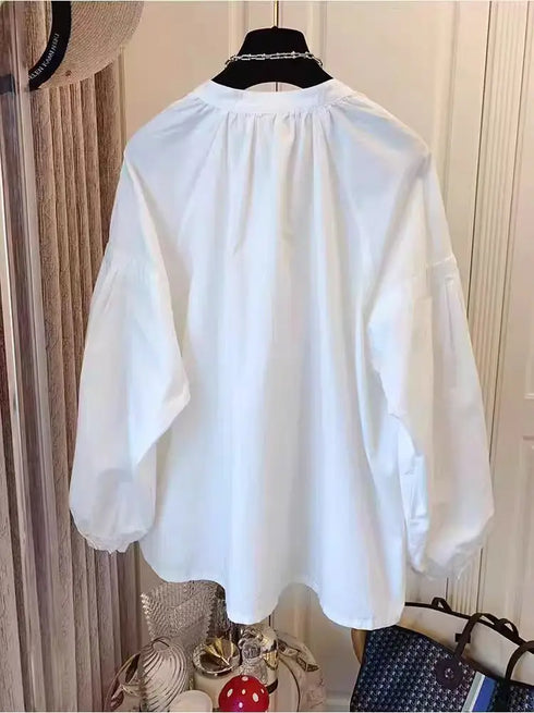 Spring Autumn Casual Chiffon Shirt Women Shirts Fashion Female Long Sleeve O-neck Loose Solid Blouse Tops Office Lady Shirts