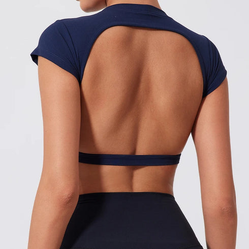 Ctenkevet Women's Yoga Crop Top with Back Detail