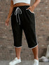 Plus Size Stretchy Three Quarter Pants with Pockets