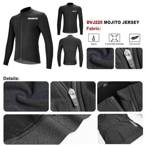 DAREVIE Men's Thermal Fleece Cycling Jersey - Long Sleeve