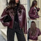 Chic Wine Red Short Jacket for Women