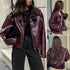 Chic Wine Red Short Jacket for Women