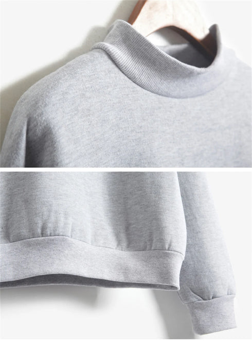 Women's Velvet Turtleneck Long Sleeve Sweatshirt