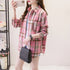 Loose Fit Cotton Plaid Shirt for Women