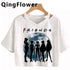 Kawaii Anime Cartoon Tee for Women - V-Neck Short Sleeve Top