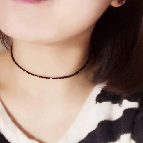 Simple Black Beads Short Necklace for Women