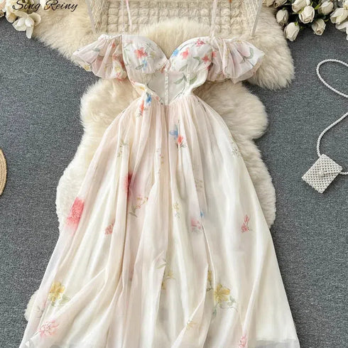 SINGREINY Off the Shoulder Sexy Strap Dress for Summer Elegance