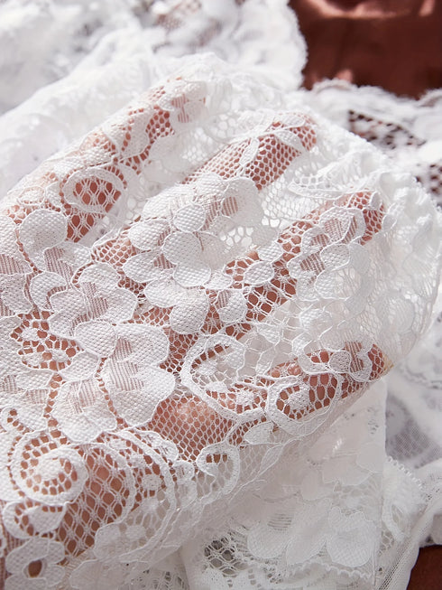 Lace and Mesh Ruffle Babydoll Nightgown