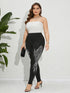 Plus Size High-Stretch Leggings with Rhinestone Wings