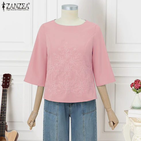 ZANZEA Elegant Embroidered Blouse for Women