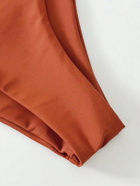 Caramel Brown Minimalist Bikini Set