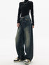 High Waist Wide Leg Jeans in Navy Blue