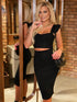 Summer Women’s Bodycon Skirt Suit in Black, Red, and Pink