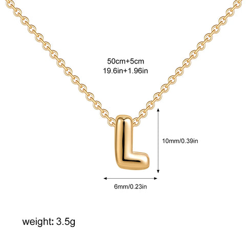 3D Bubble Initial A-Z Mini Necklace - Gold Plated