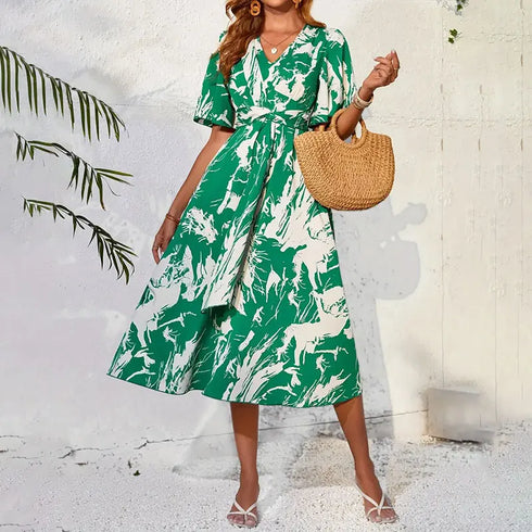 Floral Maxi V-Neck Dress for Women