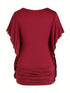 Plus Size Women's Ruffle Sleeve Slant Placket T-shirt