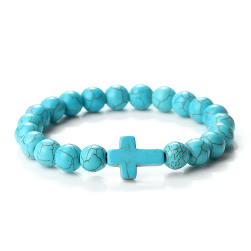 Jesus Cross Natural Stone Bracelet for Men