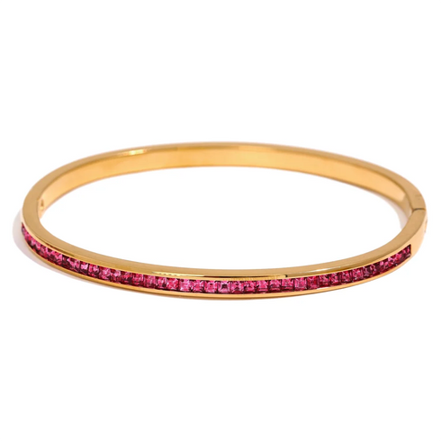 Two Shape Round Square Colourful Zirconia Bracelet Bangle