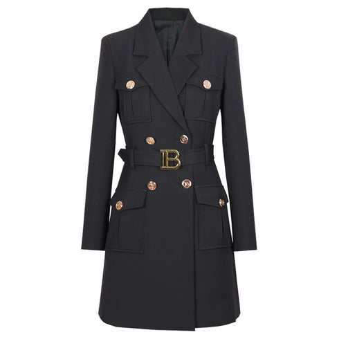 Double Breasted Blazer Dress with Belt
