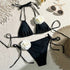 Sexy Flower Bandeau Swimwear Thong Bikini Women Lace-up Set