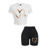 Summer Slim-fit T-Shirt & Shorts Set with Hearts Print