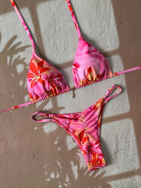 Leopard Print Push Up Bikini Set for Women