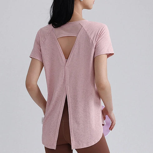 PHIGEER Open Back Long Sleeve Yoga Top for Women