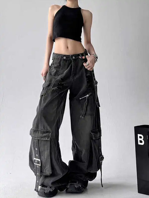 High Waisted Black Wide Leg Jeans for Women