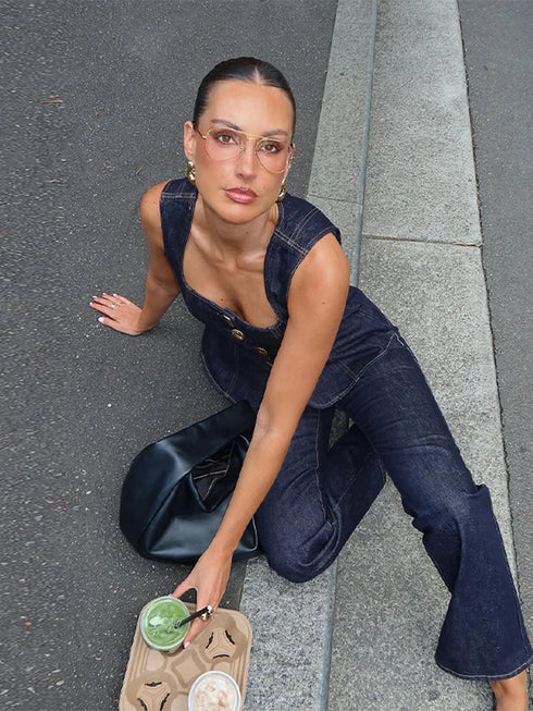Women’s Vintage Denim Top and Pant Set