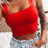 Square Neck Sleeveless Summer Crop Top Off Shoulder Cami