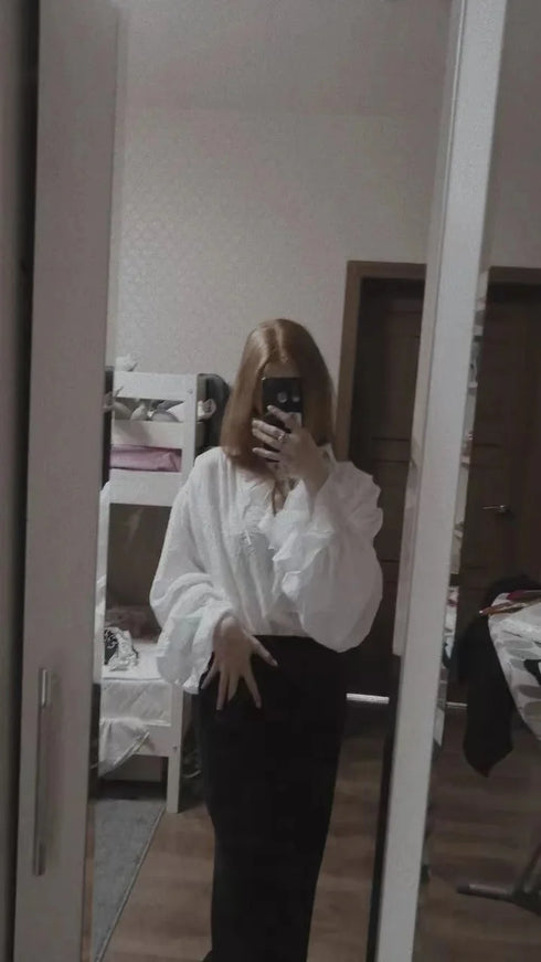 Victorian Gothic Ruffled Lace Up Blouse