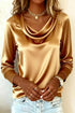 Luxurious Draping Long Sleeve Silk-Like Top