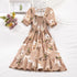 Floral A-Line Chiffon Dress with Short Sleeves