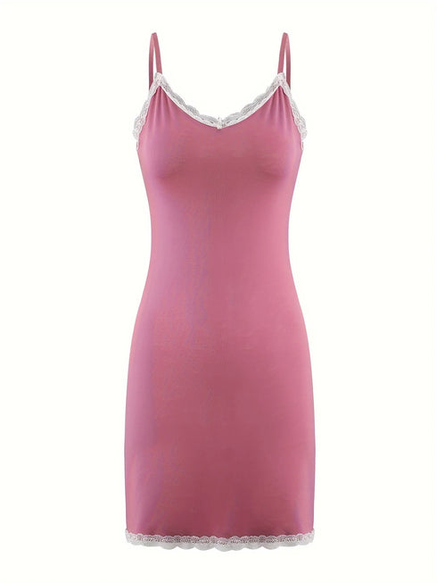 Women's Lace Trim Sleeveless Nightgown