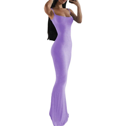 Women's Summer Fishtail Hem Spaghetti Strap Dress