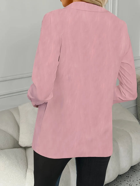 Elegant Loose-Fit Long Sleeve Blouse in Pink