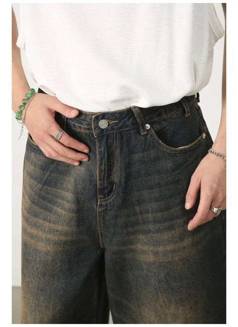 Women's Retro Wide Leg High Waist Denim Shorts