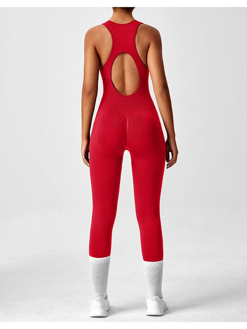 Seamless V-Back Tummy Control Yoga Bodysuit